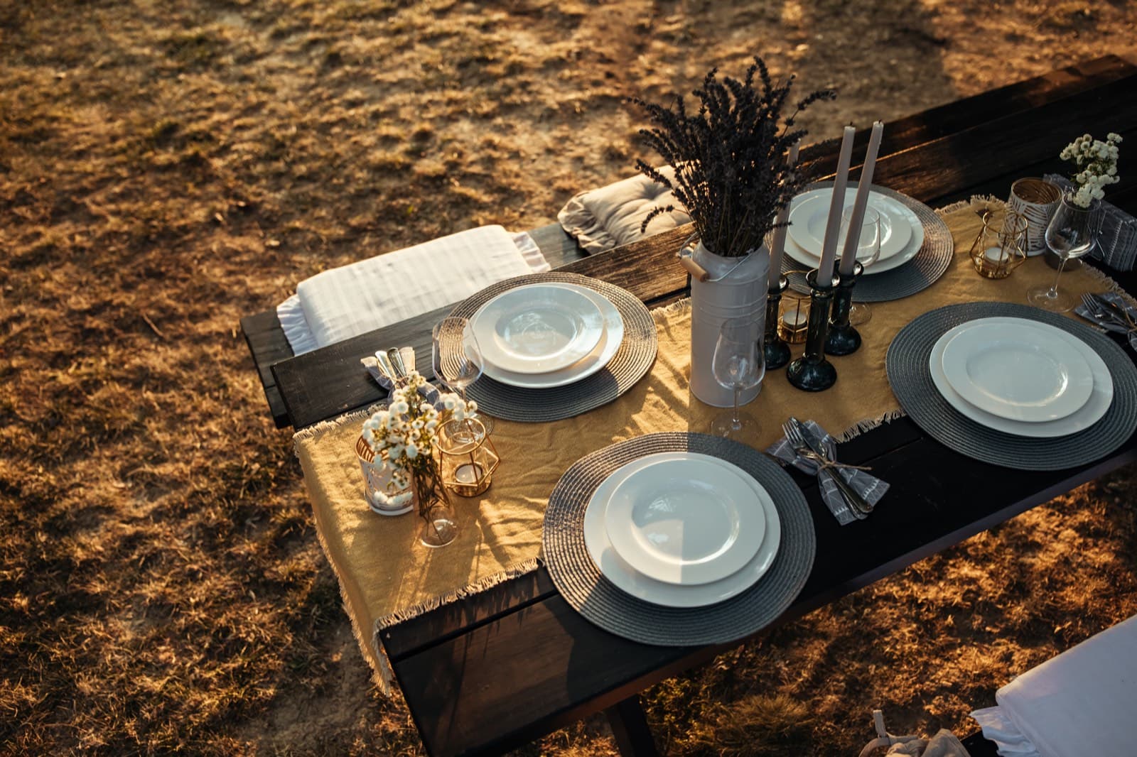 Table laid for dinner at Outpost bush camp
