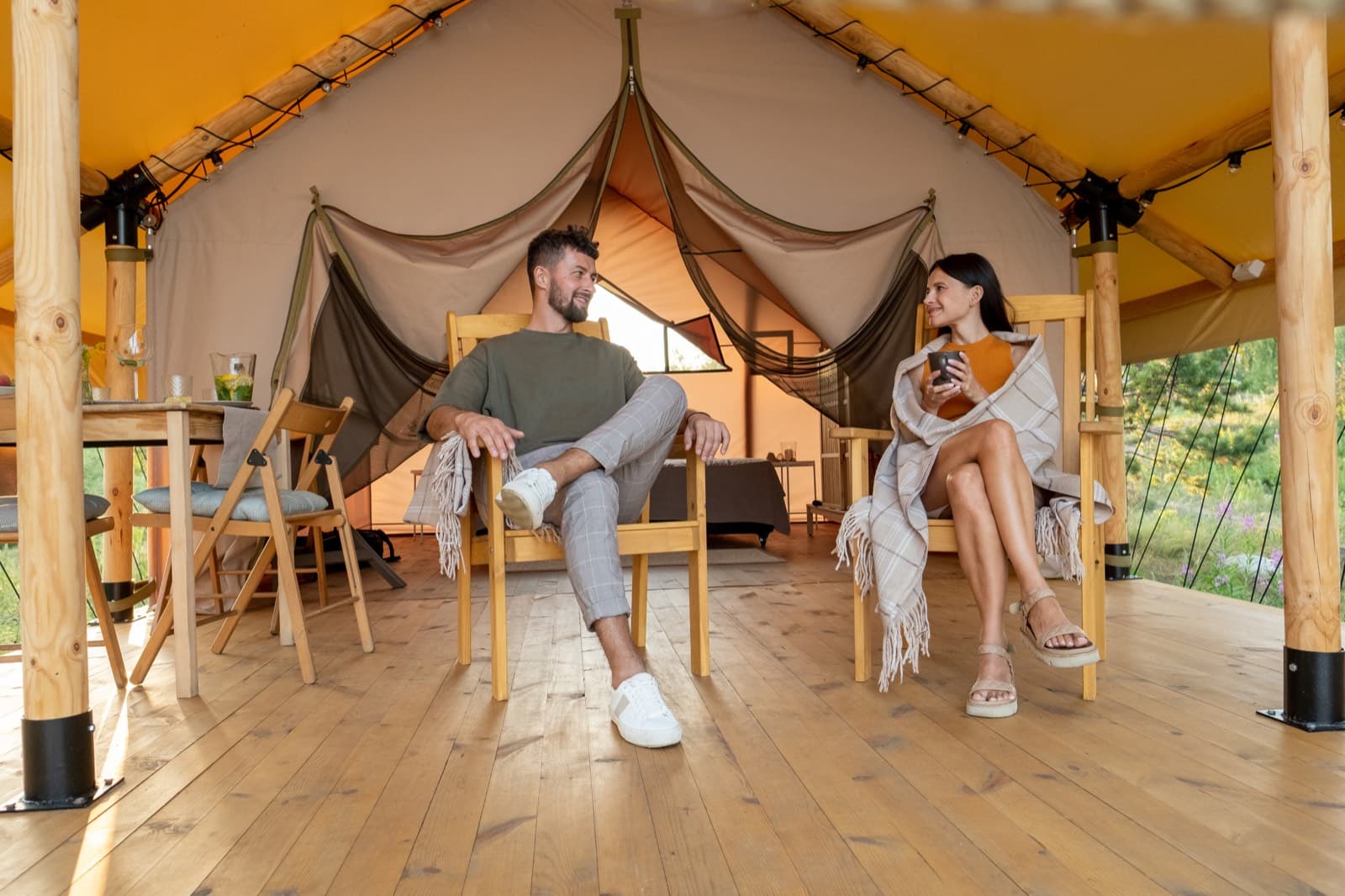Interior of a luxury tented suite at Outpost